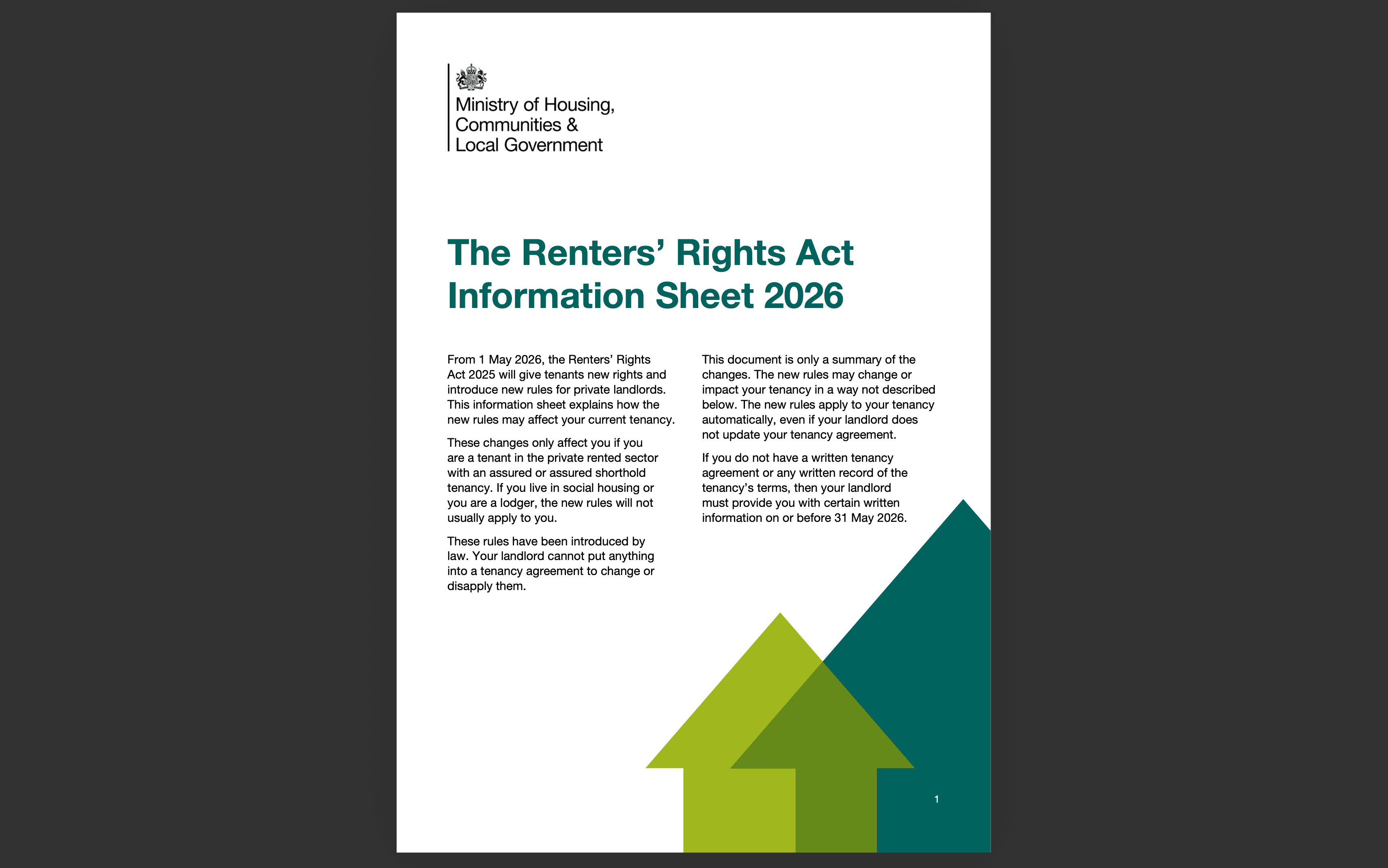 Understanding the Renters’ Rights Act Information Sheet (2026)